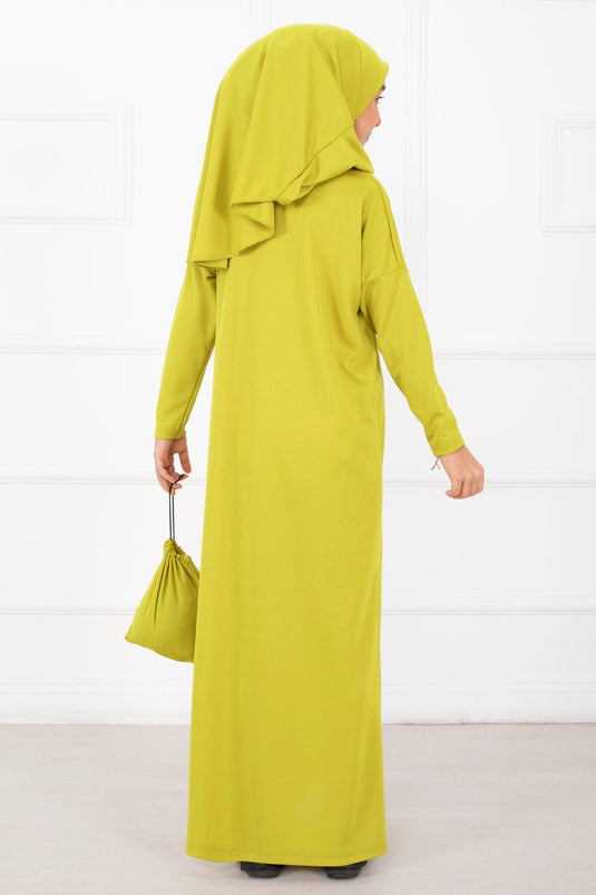 Tesettür Kindergebedskleding Oliegroen