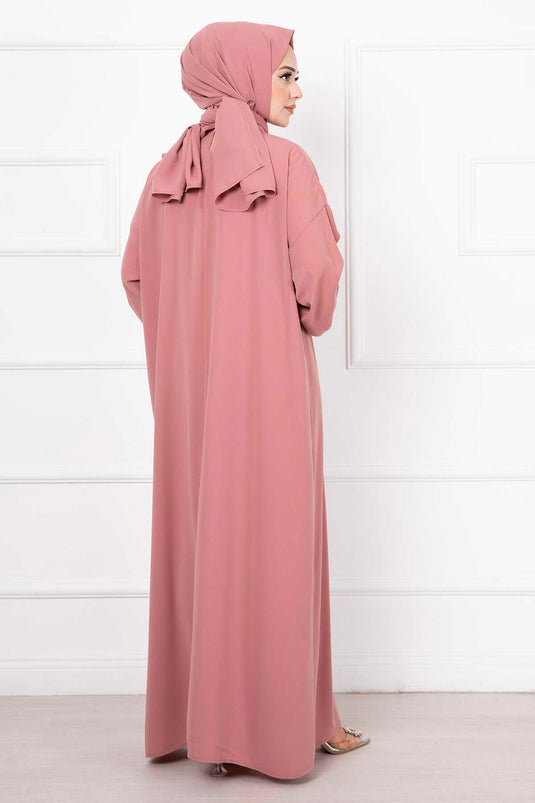 Hijab Shawl Zippered Prayer Dress Dusty Rose