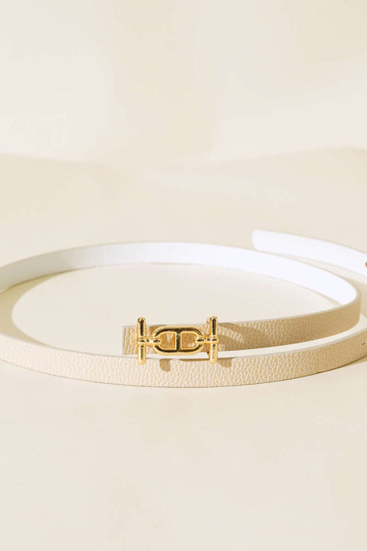 Buckle Detailed Thin Belt Beige