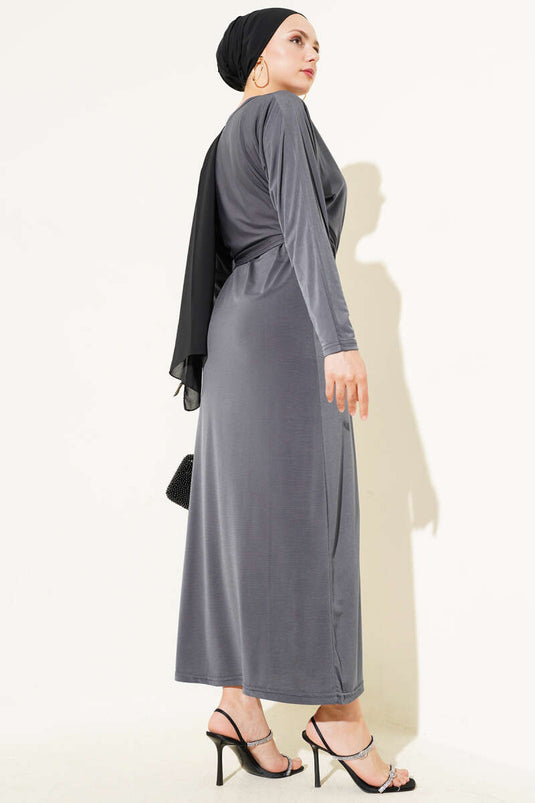 Buckled Two-Piece Sandy Dress, Smoke Grey