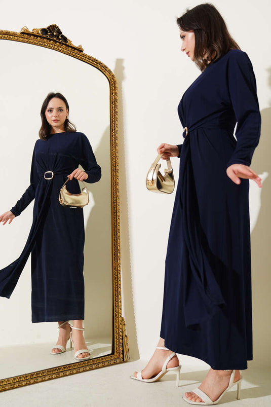 Robe Sandy bleu marine à double boucle