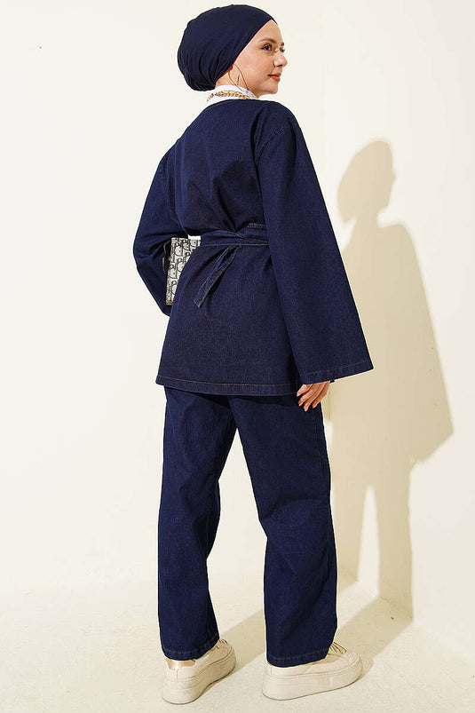 Ensemble En Denim Avec Ceinture Marine