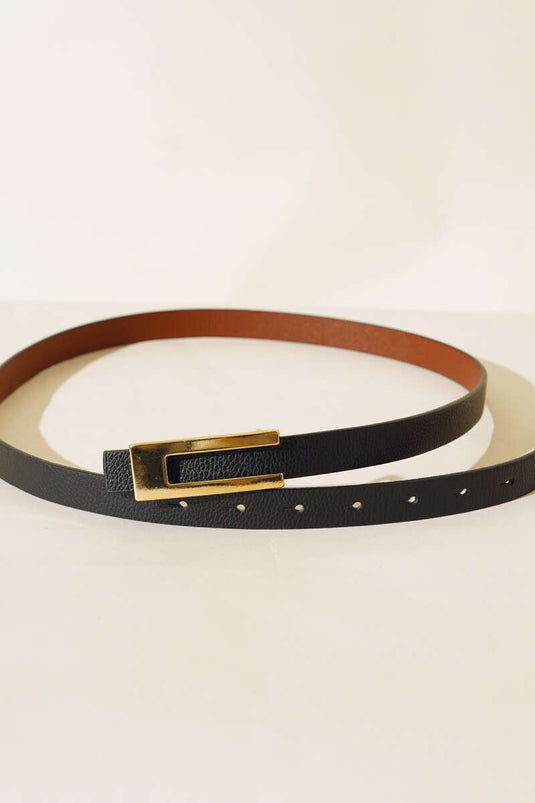 Black Gold Buckled Metal Belt