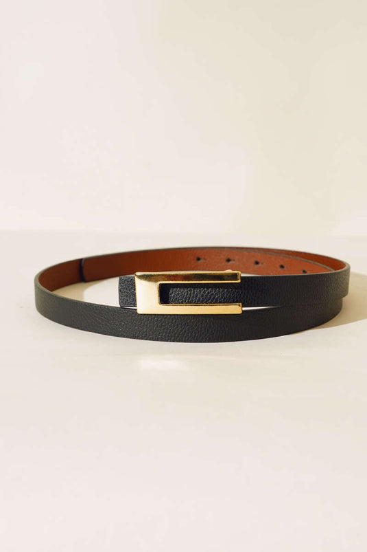 Black Gold Buckled Metal Belt