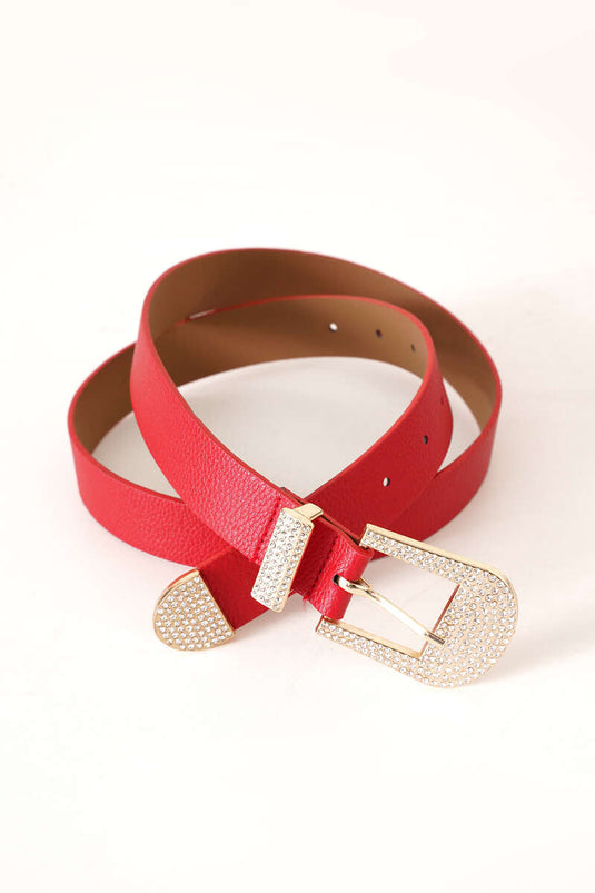 Ceinture avec mini boucle diamant rouge
