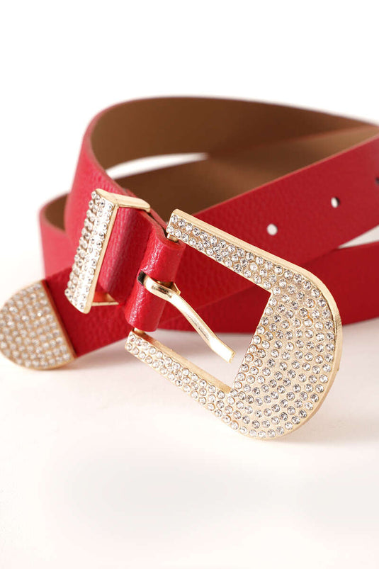 Ceinture avec mini boucle diamant rouge