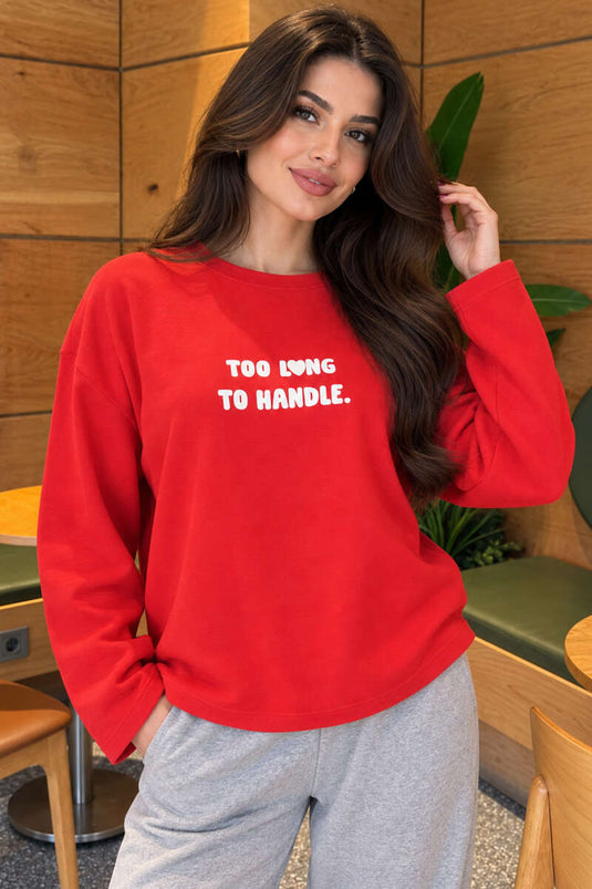 Te Lange Rood Geborduurde Sweatshirt
