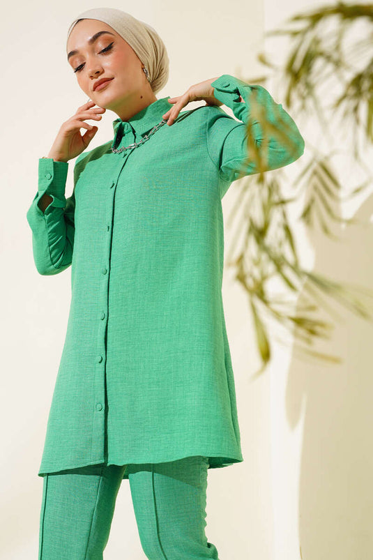 Linen Two Piece Suit with Top Buttons Benetton
