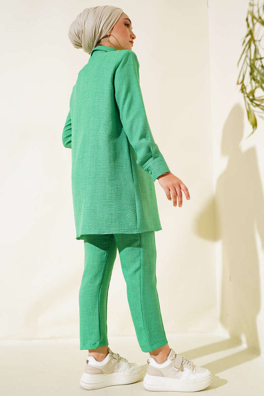 Linen Two Piece Suit with Top Buttons Benetton