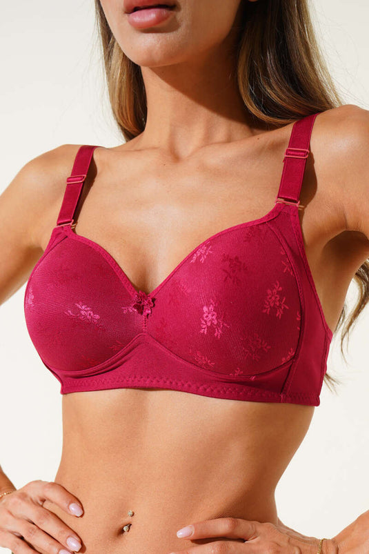 Minimaliserende kanten bh in bordeauxrood