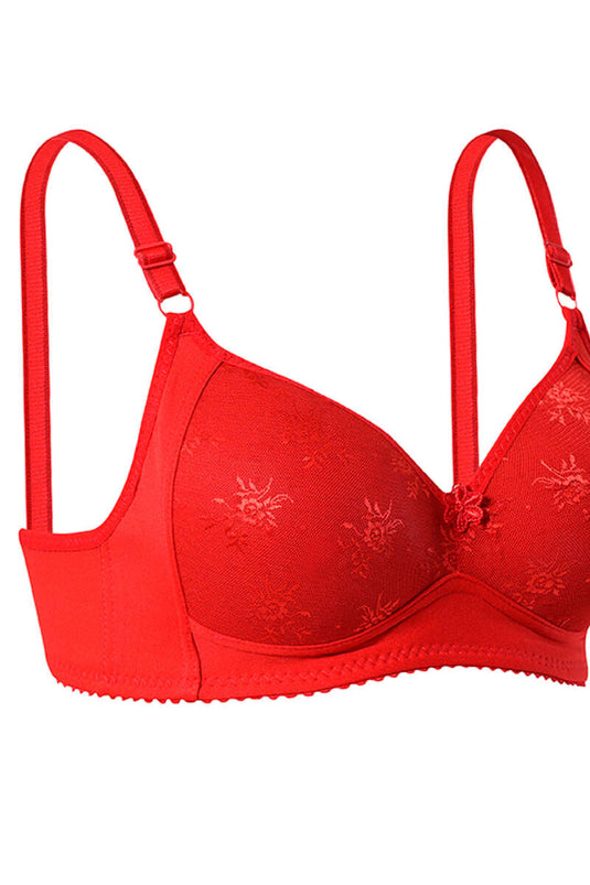 حمالة صدر دانتيل حمراء صغيرة الحجم