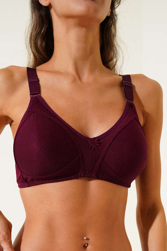 Reggiseno Minimizzante Micro Strip Prugna