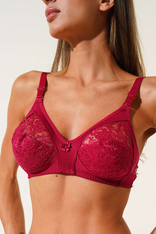Gathering Lace Bra Bordeauxrood