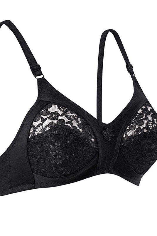Soutien-gorge en dentelle froncée noire