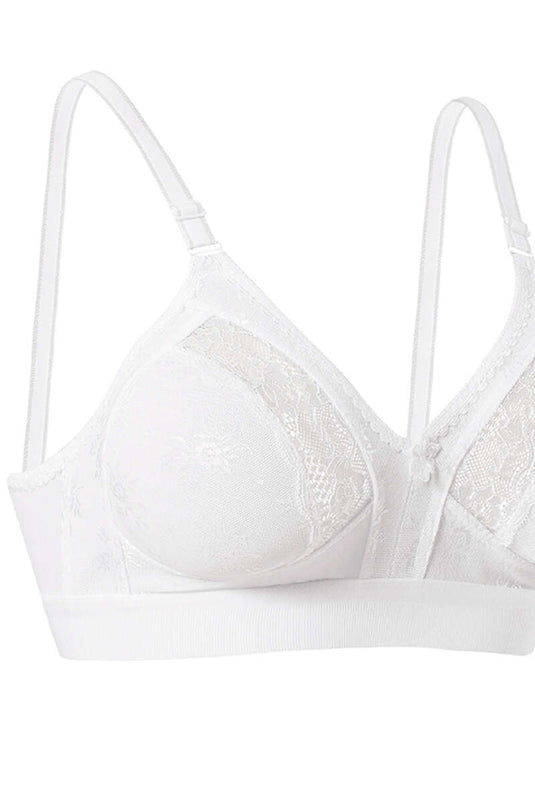 Soutien-gorge en dentelle blanche Lez Ara à larges bretelles froncées