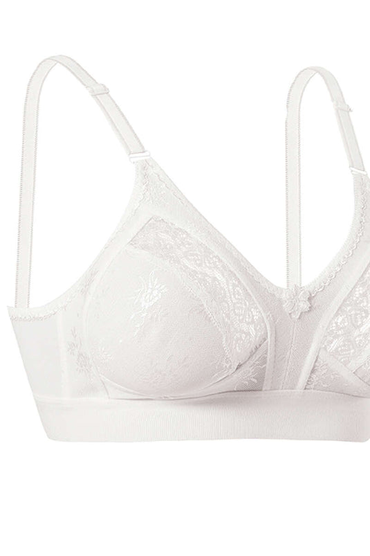 Soutien-gorge en dentelle écru à larges bretelles froncées Lez Ara