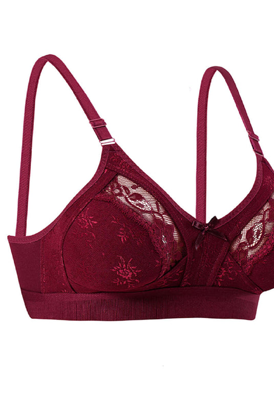 Lez Ara kanten bh met brede bandjes en pruimkleurige strik