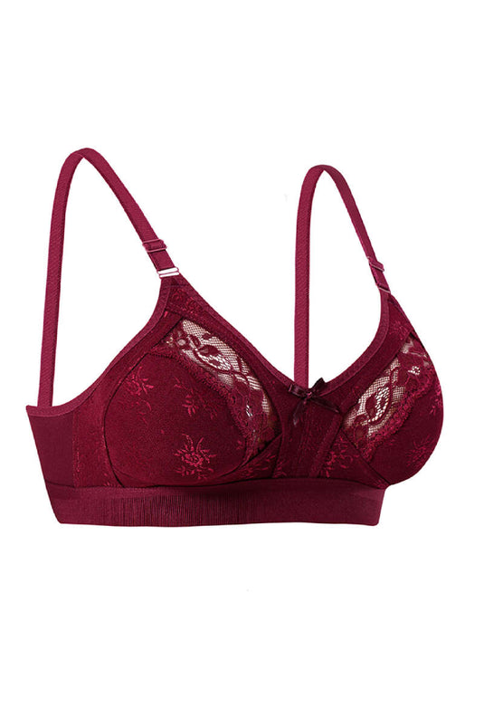 Lez Ara kanten bh met brede bandjes en pruimkleurige strik