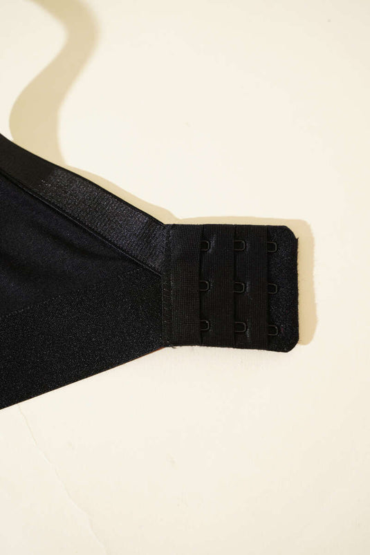 Schwarzer BH aus gekämmter Baumwolle mit breitem Gummizug