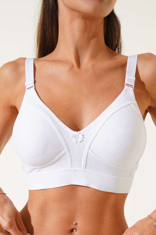 حمالة صدر واسعة من القطن الممشط والمرن باللون الأبيض