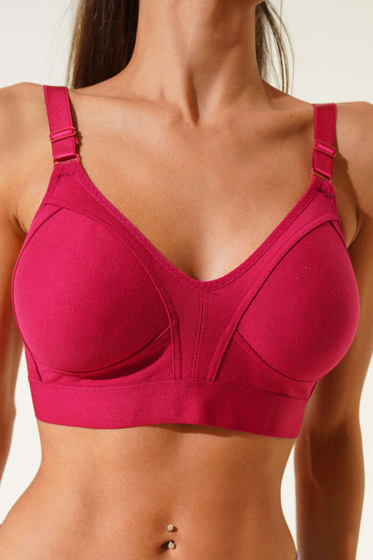 حمالة صدر واسعة من القطن الممشط والمرن باللون العنابي