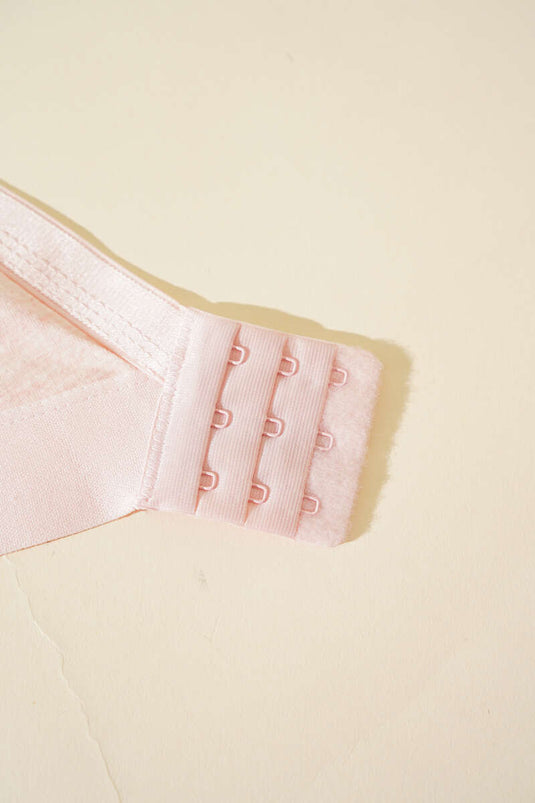 Gathering Wide Elastic Combed Cotton Bra Melange Pink