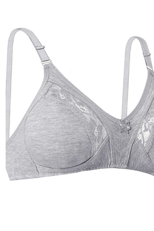 Gathering gekamde katoenen kanten bh grijs