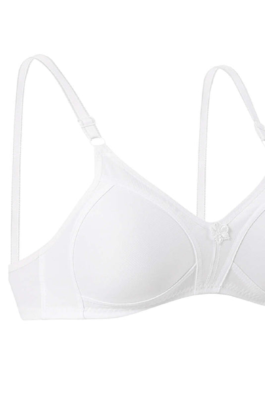 Soutien-gorge en coton peigné blanc froncé