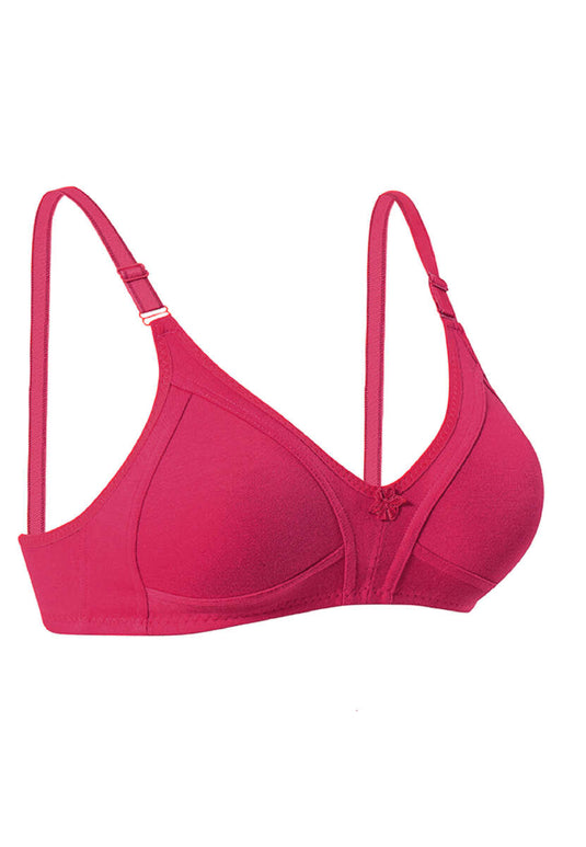 Soutien-gorge froncé en coton peigné bordeaux