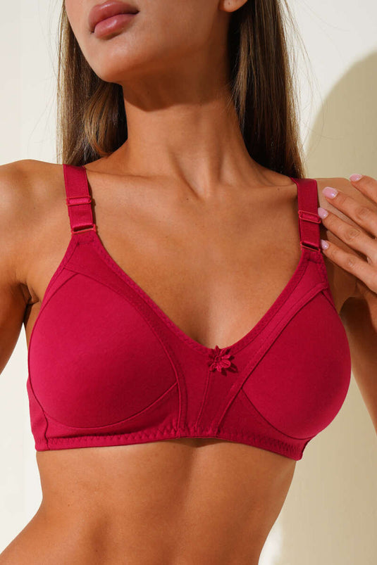 Soutien-gorge froncé en coton peigné bordeaux