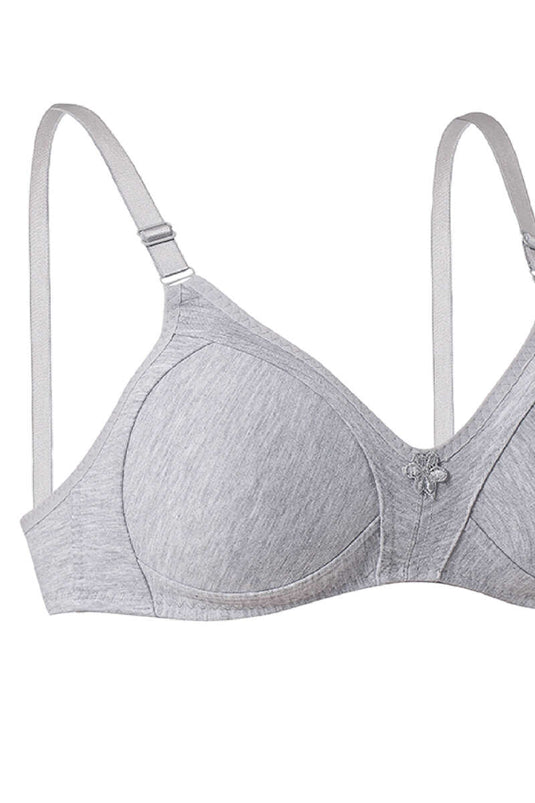 Gathering Combed Cotton Bra Gray