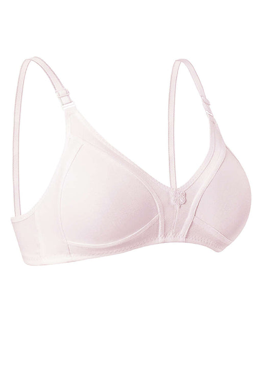 Soutien-gorge froncé en coton peigné rose chiné