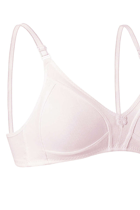 Soutien-gorge froncé en coton peigné rose chiné