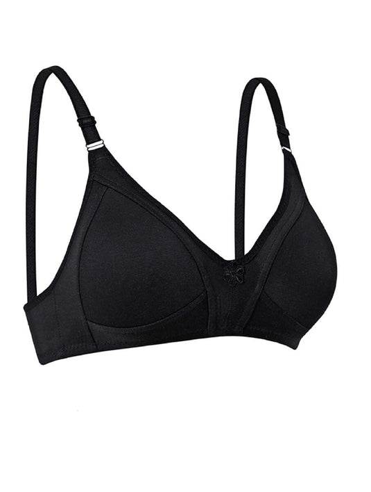 Soutien-gorge en coton peigné froncé noir