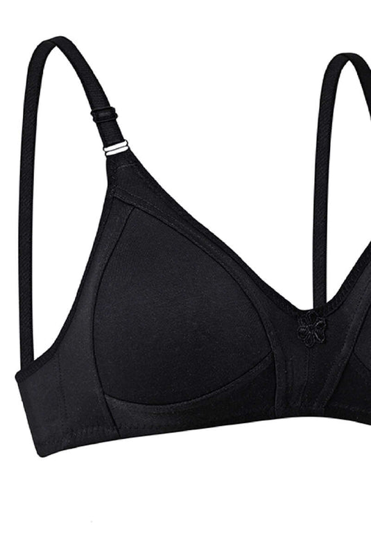 Soutien-gorge en coton peigné froncé noir
