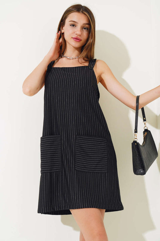 Salopette rayée noire avec poches