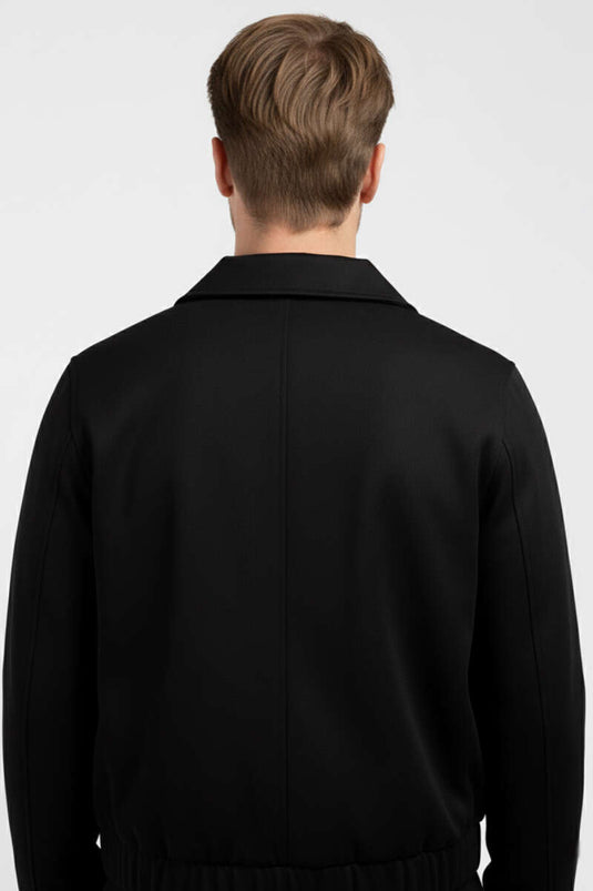 Men's Gabardine Jacket with Patch Pockets, Black
