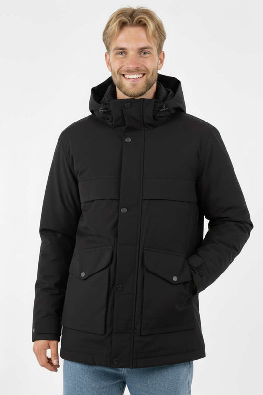Veste à capuche pour homme avec poches, noire