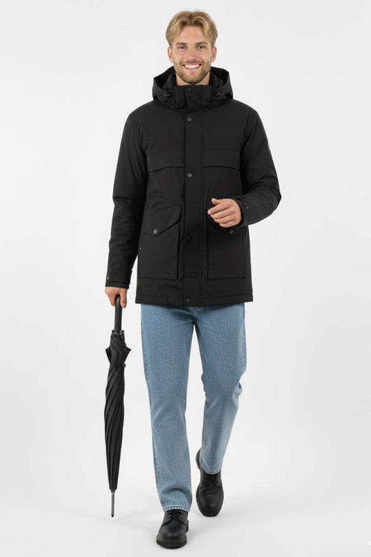 Veste à capuche pour homme avec poches, noire