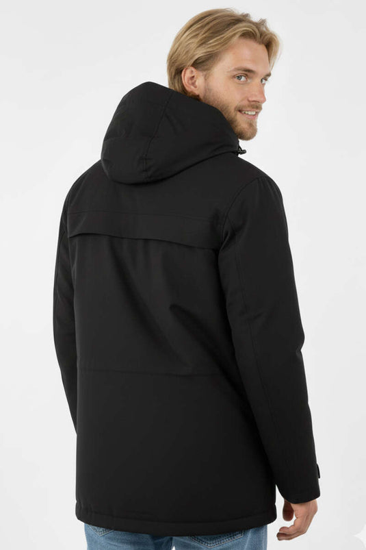 Veste à capuche pour homme avec poches, noire