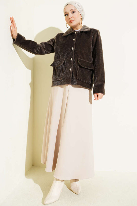 Veste courte Goldfox à poches plaquées, couleur vison