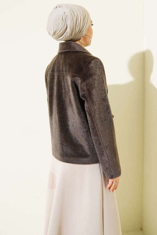 Veste courte Goldfox à poches plaquées, couleur vison