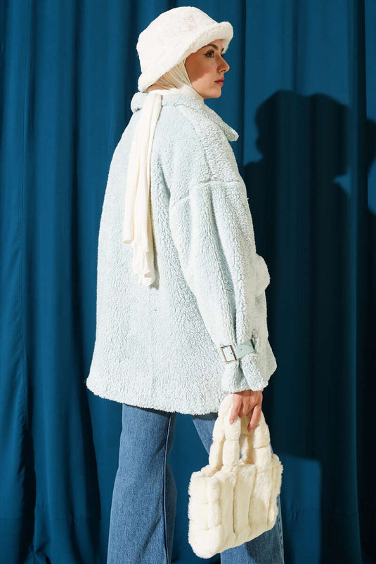 Veste en peluche Toylor avec fermeture éclair, vert turquoise