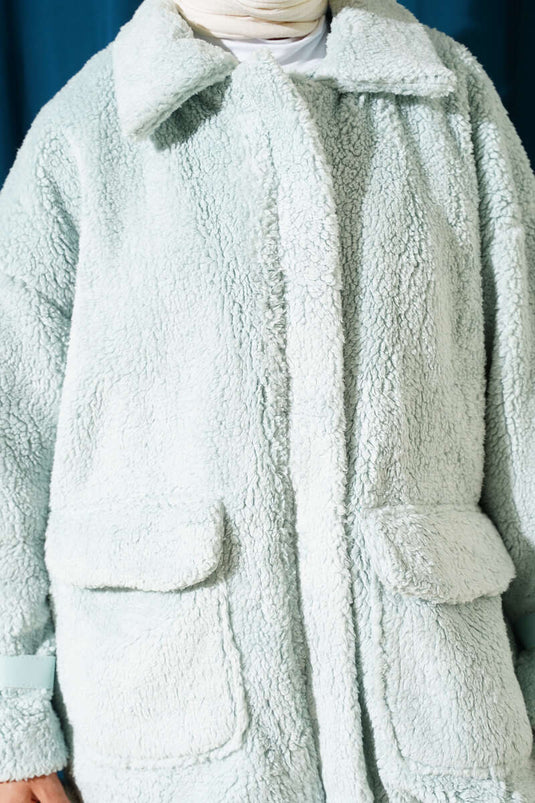 Veste en peluche Toylor avec fermeture éclair, vert turquoise