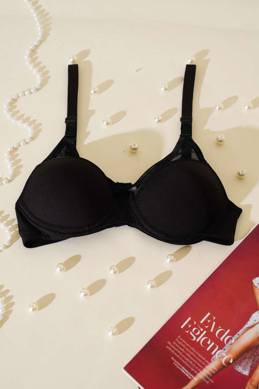 Soutien-gorge rembourré transparent à décolleté plongeant noir