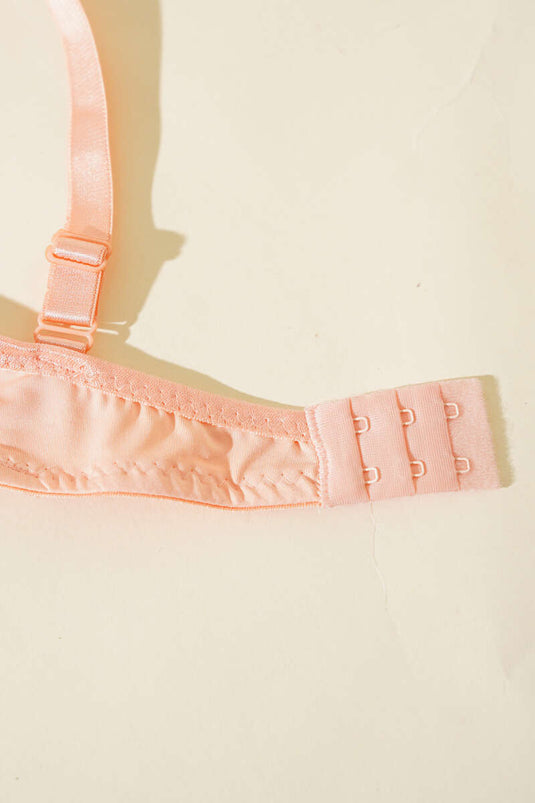 Soutien-gorge rembourré transparent à décolleté plongeant couleur saumon