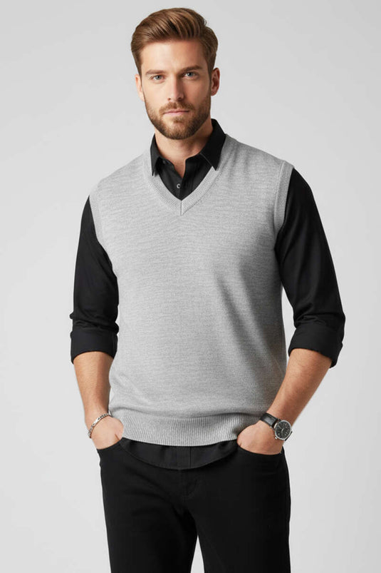 Men's Knit Vest Gray