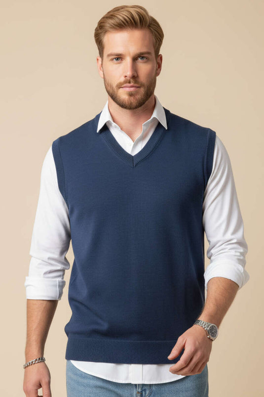 Pull sans manches pour homme Triko indigo