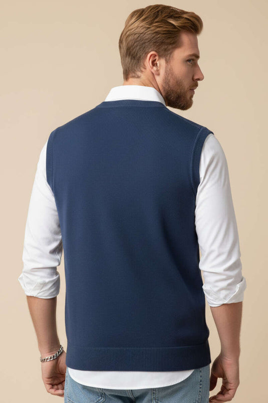 Pull sans manches pour homme Triko indigo