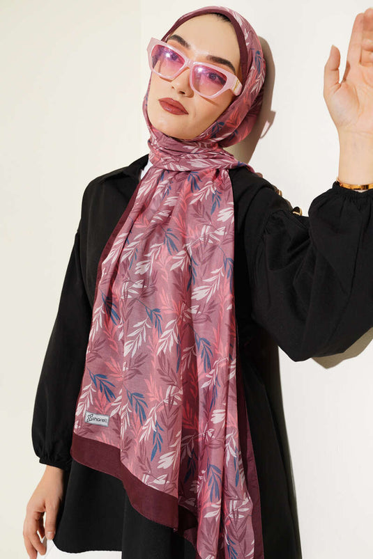 وشاح بنقشة أوراق استوائية، بني داكن